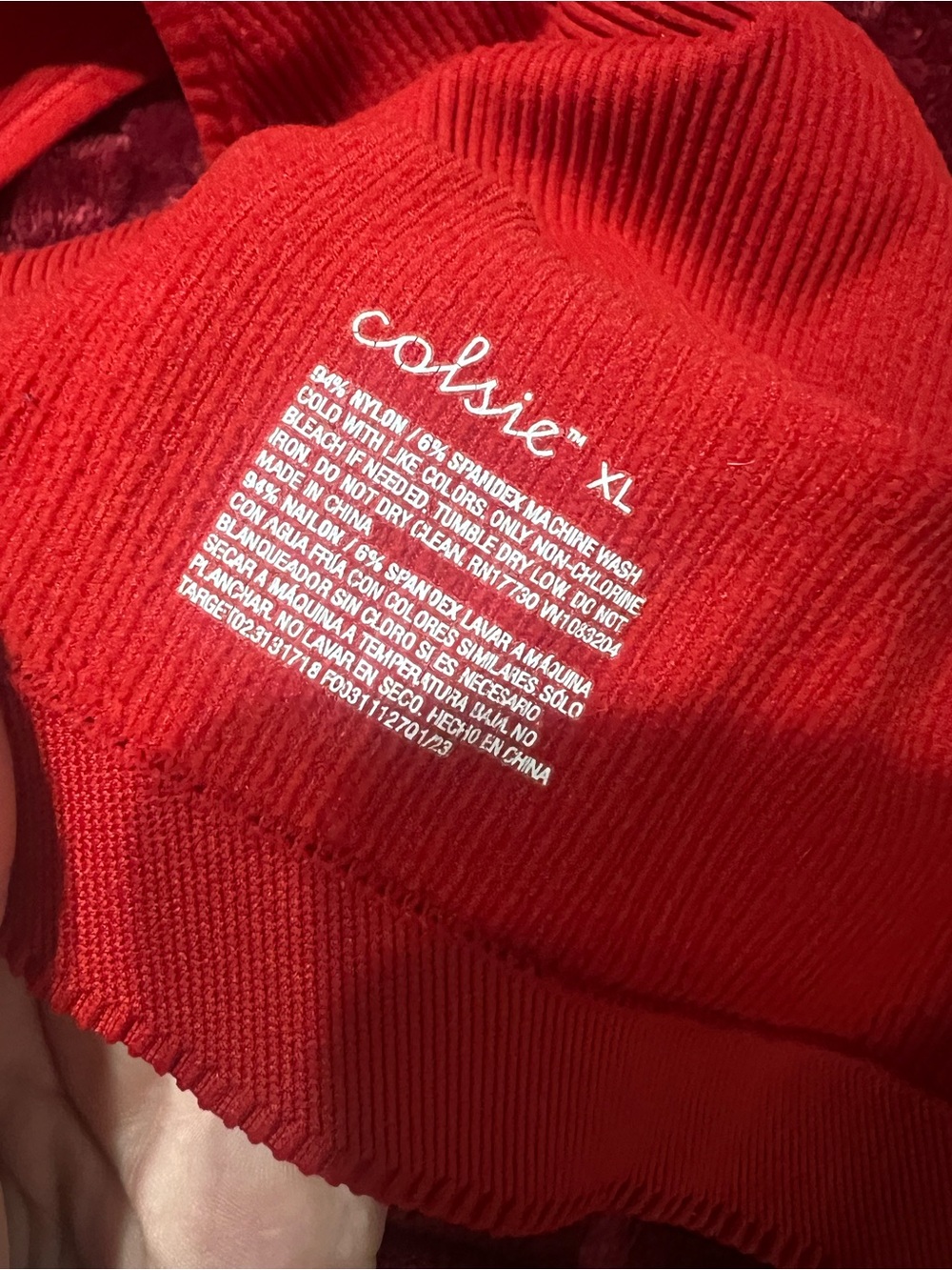 Colsie Red Ribbed V-Neck Bralette - Picture 4 of 4